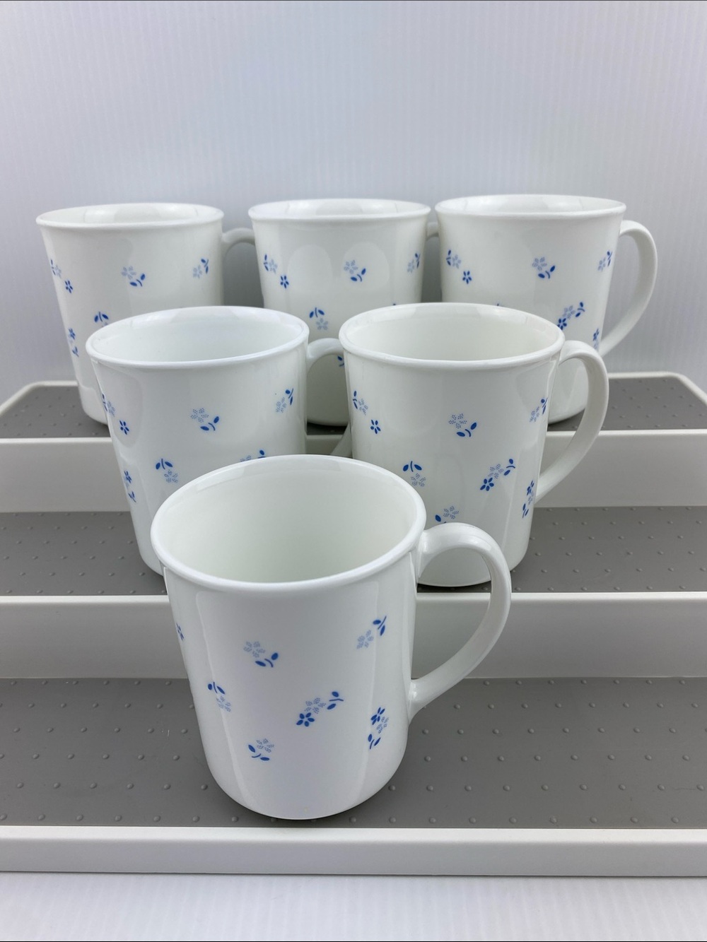 Vintage Corning Correlle Provincial Blue Mugs Set of 6 1970s-80s Retro